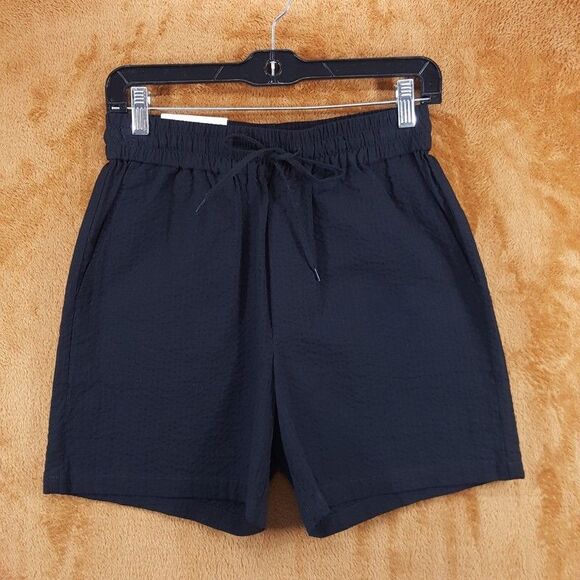 LES DEUX Shorts Mens XS Black Pull On Drawstring PATRICK Seersucker - Picture 1 of 9